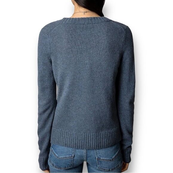 Zadig & Voltaire Women’s Sourca Rc Cashmere Sweater in the Size Large in Denim - Picture 9 of 11